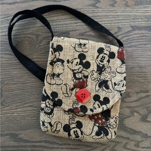 Canvas Mickey Mouse Crossbody Bag in Natural and Black